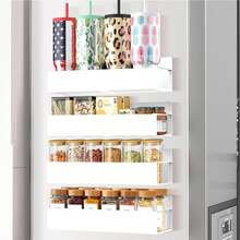 4-Pack Metal Magnetic Spice Storage Set , Space Saving Multi-Purpose Organizer For Fridge, Freezer & Washing Machine, Tool-Free Install, Rust-Resistant Black Finish - Thoughtful Gift For Mom - White - View 1