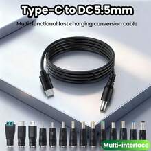 Type-C 转 DC 电源升压线 5V 升压线 14 适配器 USB-C 转 DC 插孔连接器 快速充电 适用于 WiFi 路由器 电视盒 - 黑色 - 查看 1