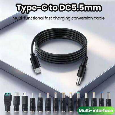 Type-C 转 DC 电源升压线 5V 升压线 14 适配器 USB-C 转 DC 插孔连接器 快速充电 适用于 WiFi 路由器 电视盒