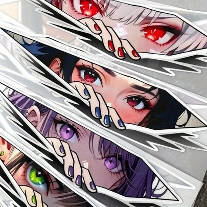 2张动漫少女汽车/摩托车贴纸 - JDM风格耐刮乙烯基贴纸，表情丰富，姿势动感，色彩鲜艳，适用于汽车、摩托车、笔记本电脑、水瓶等 - 易于粘贴和移除