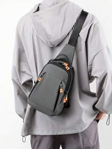 Men's Casual Fashionable Versatile Sports, Commute, Travel, Hiking, Climbing, Cycling Waterproof Durable Shoulder Crossbody Chest Bag Phone Bag - Grey - View 9