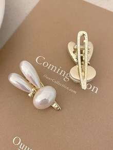 Faux Pearl Decor Hair Clip Elegant Claw Clips Hair Claws Hair Barrettes, Hair Accessories, Head Accessories - White - View 2