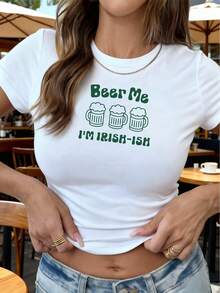 Infant "I'm Irish, Beer Me" Mini Rib Knit T-Shirt, St. Patrick's Day, Pub Crawl Party Casual White - White - View 5