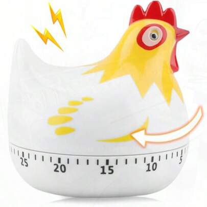 Kitchen Timer 2.5x2.6" Chicken Shaped Egg Timer with Loud Alarm 60 Minute ABS Plastic Kitchen Timers for Cooking Boiling Eggs