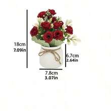 仿真迷你花盆，人造植物，适用于家居装饰，客厅、办公室、书桌、花园、室内外摆放，逼真3D花卉造型，易于养护，无需浇水，持久耐用，是室内设计、情人节礼物和家居装饰的理想之选。 - 彩色 - 查看 2
