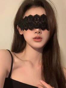 1件黑色蕾丝面纱面具，镂空眼罩，可爱蕾丝面罩，适合万圣节、圣诞节、感恩节派对、化装舞会 - 彩色 - 查看 1