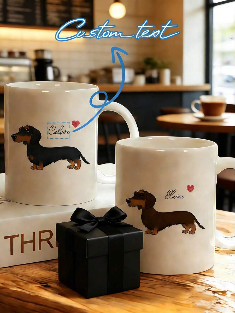 1pc Customized Dachshund Design Water Cup, Mother's Day/Father's Day Gift, Customizable Dachshund Pattern, Personalized Dog Water Cup, Coffee Mug For Dog Lovers, Unique Pet Water Cup, Dog Mom/Dad Cup, New Stylish Dog Water Cup - Multicolor - View 1