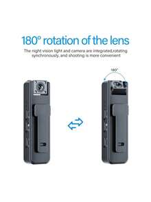 1个1080P迷你便携式摄像头，带音频/视频录制功能，电池续航时间6小时，180°旋转镜头，夜视功能，按键控制，USB充电，4个LED灯，ABS材质，支持最大128GB存储卡（不含存储卡） - 彩色 - 查看 13