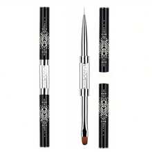 Elegant Double-Ended Nail Art Pen - French Manicure & Gel Eyeliner Tool, With Rhinestone Handle, Suitable For Professional And Personal Use - Black and White - View 3