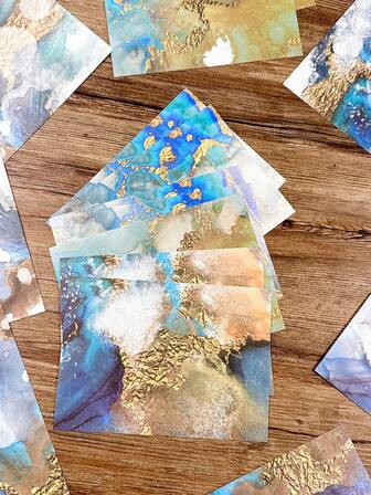 30pcs/Pack Vintage Dreamy Golden Gradient Background Paper, Scrapbooking, Planner, Diary, Craft DIY Material