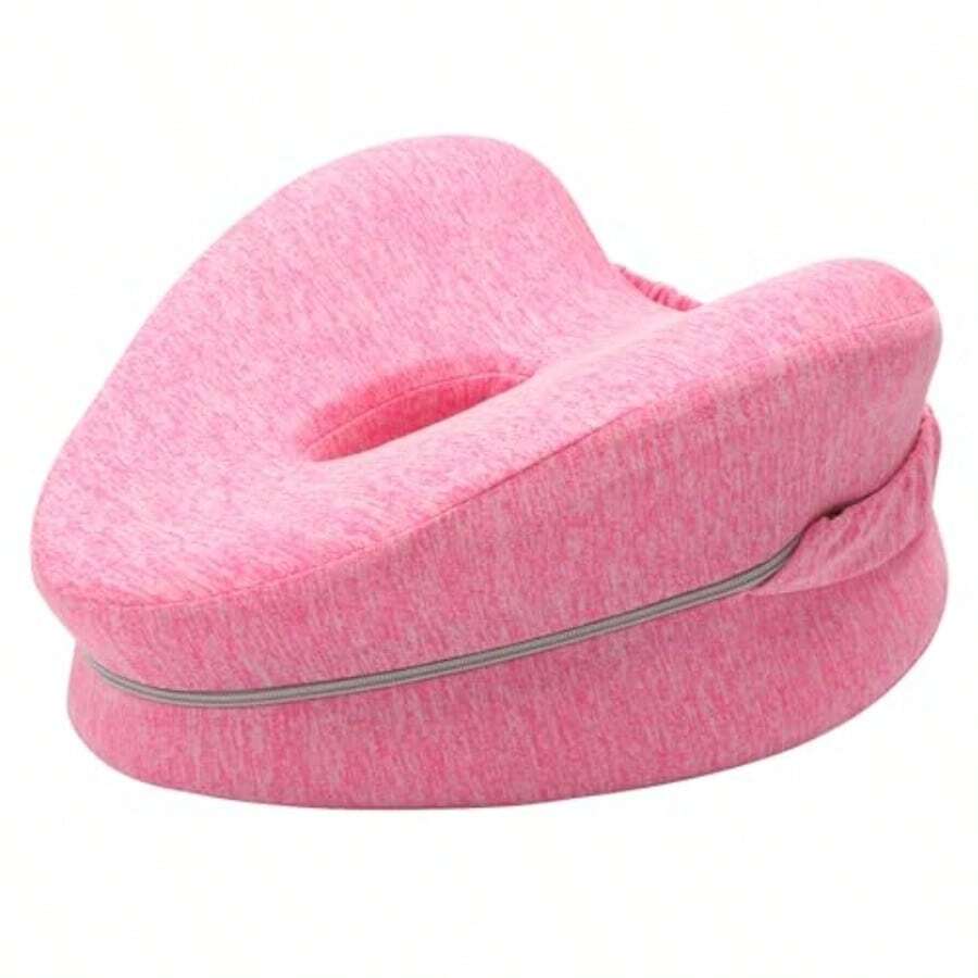 Longzhuo Almohada ergonómica para Las piernas Almohada para Piernas con Banda Elástica y Diseño de Orificio Memory Foam Confort Cojin para Piernas Rodillas Cadera Espalda Ciática Articulaciones - Rosa - Ver 1