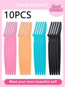 10 piezas Herramientas para dar forma a las cejas, Dispositivos de conformación de cejas de acero inoxidable de alta calidad, sin batería, portátiles y fáciles de usar, disponibles en varios colores, adecuados tanto para uso doméstico como de viaje. Juegos de conformación de cejas, recortadores de cejas, herramientas de conformación de ojos, productos de cuidado personal esenciales, compactos y portátiles, hechos de materiales antioxidantes. - Multicolor - Ver 1