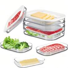 4-Layer Stackable Clear Food Storage Containers With Leak-Proof Lids - Suitable For Refrigerator And Freezer, Space-Saving Fridge/Freezer Organizer Boxes - For Storing Bacon, Ham, Cheese, Meat, Poultry, Seafood - Reusable