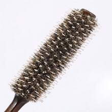 Hair Curling Comb With Wooden Handle Ergonomic Styling Bristle Hair Brush Durable Curl Defining Brush For Women Girls - nâu đỏ - Xem 4