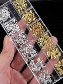 12个金银镂空十字钉，不对称造型美甲DIY装饰钉，美甲用品 - 彩色 - 查看 7