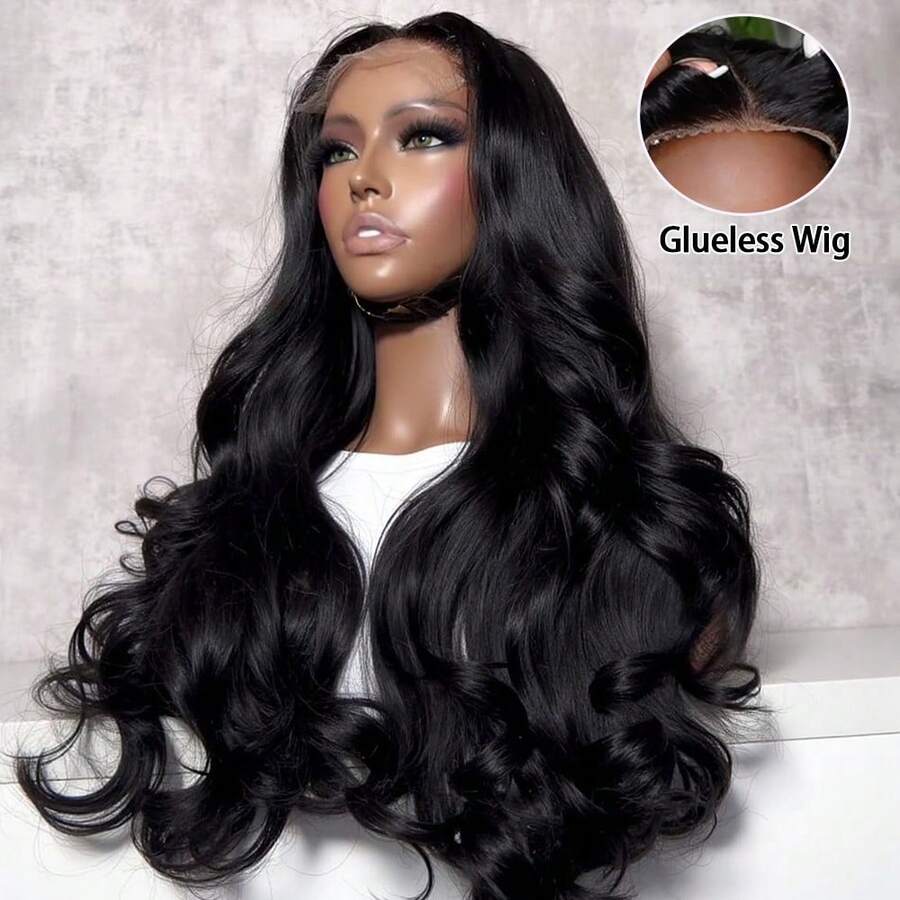 VIOLLY Natural Black Body Wave Bob Wig Human Hair Blended 13x6 HD Lace Front Bob Wigs For Women 5x5 Pre Cut Closure Lace Glueless Frontal Brazilian Virgin Hair Wigs 180% Density Natural Black Body Wave Bob Glueless Wigs Human Hair Pre Plucked Bady Hair & Pre-Bleached 8-34 Inch - 1B# - View 1