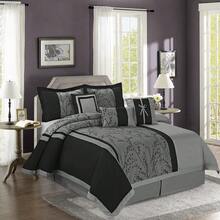 7 Piece Jacquard Patchwork Comforter Set,  Floral Pattern - Breathable Bedding Set Queen/King - Xám - Xem 7