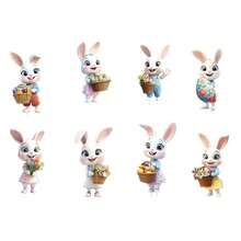 8Pcs Easter Bunny Garden Stakes Decorative 2D Flat Outdoor Rabbit Decorations For Garden And Yard - Café integral - Ver 6