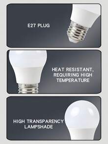 8 Pack E27 LED Bulbs, 7W/9W/12W/15W, 110W Equivalent, 110V-265V, 6500K, 1500 Lumen, Ultra-Bright, Energy Efficient, Eye-Friendly, Shatterproof, Standard Shape, E27 Base, For Living Room, Kitchen, Bedroom, Office