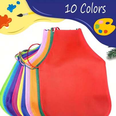 10 piezas de delantales con lunares, adecuados para niños, adolescentes y artistas - Tela no tejida duradera, perfectos para el aula, la cocina, las manualidades y las actividades de fiesta, suministros de arte para niños, delantales de manualidades, diseño divertido, fácil de cuidar