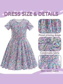 儿童奶奶服装，开学100天套装，女孩奶奶假发，万圣节/嘉年华奶奶服装，百岁奶奶服装 - 开衫+连衣裙+9件配饰 - 紫色 - 查看 6