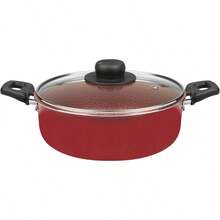 Ekco - Cacerola Ekco Classic Hecho de Aluminio con Antiadherente de Alto Rendimiento ¡Incluye Tapa de Cristal! 20 cm Color Rojo - Rojo - Ver 1