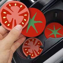 1/2pcs Set Cute Fruit Pattern Car Cup Holder Coasters - Non-Slip Cupholder Mats, Suitable For Car Interior Decor, Multipurpose Coasters For Car Cup Holders And Home Desktops