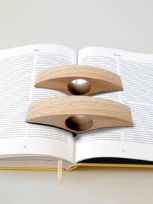 1pc Personalized Wooden Thumb Book Mark & Page Holder, Customizable Text/Pattern, Ideal For One-Handed Reading Enthusiasts - Multicolor - View 3