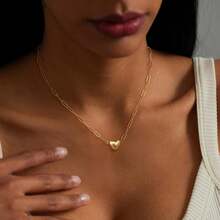 14K Gold/Silver-Plated Heart Shape Pendant Magnetic Necklace For Women Dainty Fashion Choker Necklace Jewelry Love Party Gift - F - Xem 2