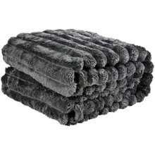 PALASSI de Flannel Raya Ancha, Frazada Suave y Caliente para Cama o Sofa, Distintos Colores y Tamaños Disponibles, Manta con Fíbras Premium de Poliéster. (, )(Gris Oscuro Individual) - Multicolor - Ver 2