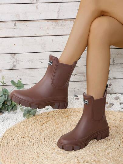 Women's All-Match Ankle Rain Boots, Fashionable & Versatile, Waterproof & Non-Slip, Slip-On Convenience For Rainy Walks
