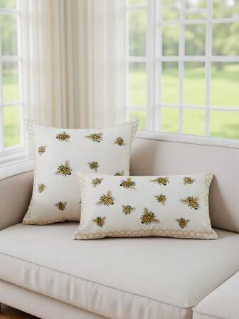 1 st 3D-broderat bi-dekorativt örngott, heminredning lämplig för bil, vardagsrum, sovrum, fest, soffa, ingår ej i inlägg