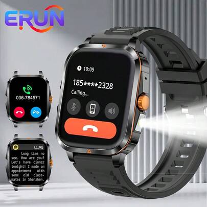 2025新款/户外时尚智能手表 - 男女通用，2.01英寸高清显示屏，熊猫玻璃，LED屏幕，硅胶表带，USB充电，舒适柔软可调节腕带，25米防摔，50米防水，GPS定位，SOS卫星救援