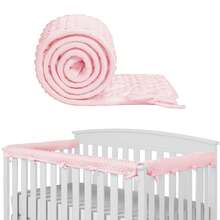 IULONEE 婴儿床护栏套，128x18厘米/68x18厘米儿童床护栏，防磨牙垫保护套，适用于侧栏和前栏，婴儿床护栏 - 彩色 - 查看 2