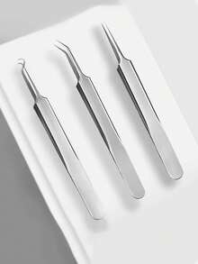 1 Blackhead Tweezers, Slanted Pimple Tweezers, Cell Tweezers, Beauty Tools, Acne Tweezers, Stainless Steel Pimple Tweezers