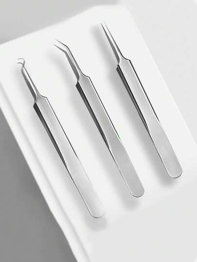 1 Blackhead Tweezers, Slanted Pimple Tweezers, Cell Tweezers, Beauty Tools, Acne Tweezers, Stainless Steel Pimple Tweezers