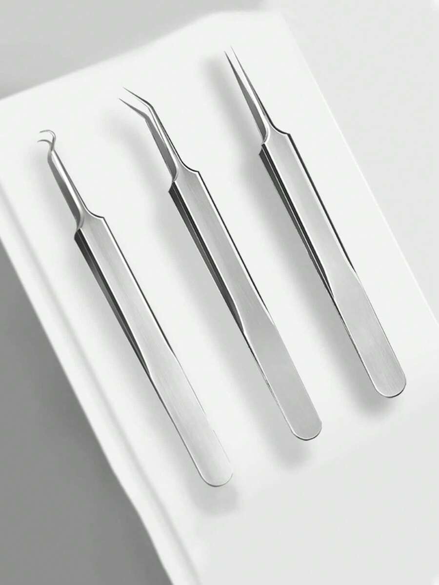 1 Blackhead Tweezers, Slanted Pimple Tweezers, Cell Tweezers, Beauty Tools, Acne Tweezers, Stainless Steel Pimple Tweezers