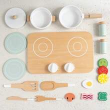 Danish Noble White Kitchen Toy Set, Children's Pretend Play Cooking Realistic Wooden Kitchenware, Birthday Gift For Boys And Girls - Multicolor - View 11