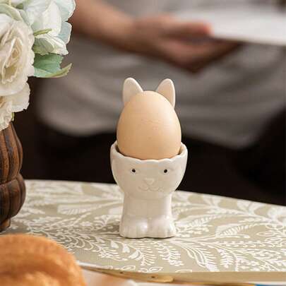 Hueveras de cerámica con forma de conejito de Pascua, figuras creativas de primavera, centro de mesa para el desayuno, la fiesta y la cena.