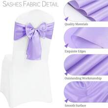 5/10 Packung Lavendel Lila Satin Stuhlhussen, 6*108 Zoll. Weich und glatt, waschbar und wiederverwendbar. Elegant und romantisch. Geeignet für Hochzeiten, Verlobungen, Partys, Bankette, Geburtstage, Babypartys, Abschlussfeiern und andere Feierlichkeiten. (Verschiedene Farben erhältlich)