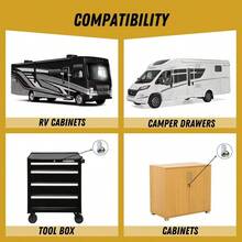 Juego de 4 cerraduras de gabinete con llaves para caravanas cerradura de cajón que incluye 4 cerraduras de caja de herramientas de cara redonda cilíndrica 4 levas rectas y 4 - como en la foto - Ver 2