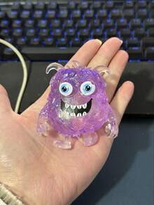 1/4个闪光水晶怪兽，柔软慢回弹，粘性减压玩具，Taba Squishy，旅行便携式指尖挤压玩具，Squisy，适合所有年龄段自闭症儿童，理想的节日礼物，斋月礼物，可爱小玩意，生日礼物，复活节礼物，万圣节礼物，圣诞节礼物，圣诞袜填充物，指尖玩具，儿童派对礼物，蓝色适合男孩，粉色适合女孩，儿童游戏，儿童玩具，男孩游戏，女孩游戏，儿童游戏。 - 彩色 - 查看 2