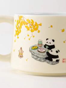 一套高档高白陶瓷350毫升拿铁挂耳咖啡杯，极具吸引力的陶瓷杯垫套装，可爱情侣水杯，个性化马克杯，牛奶麦芽早餐杯，创意拉花粗陶办公杯碟 - 彩色 - 查看 4