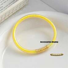 1 Stück Regenbogen Glitzer Armreif für Frauen, mehrfarbig glänzendes stapelbares Armband, modischer süßer Schmuckzubehör für Frauen - Feines Pulver einfüllen - Übersicht 8