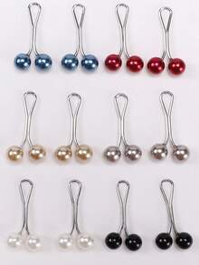 12件/套（颜色随机）穆斯林头巾珍珠发夹和发卡