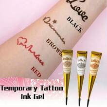 1/3pcs Henna Cone, Brown/Black/Red Henna Temporary Tattoo, Temporary Tattoo, Henna Tattoo Semi-Permanent Henna Temporary Waterproof Tattoo Painting, For Temporary Tattoo Body Art Painting