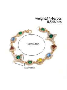 1 Set Luxury High-End Bracelet Fashion Niche Commute Design Jewelry Set, Colorful Crystal Flower Asymmetrical Necklace & Bracelet Exquisite Accessories, Suitable For Holiday Gifts And Attending Important Gatherings - Four-pointed Star - View 4