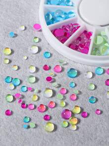 12颗美人鱼泡泡珍珠美甲水钻，焦糖色半圆形平底美甲水晶 DIY装饰美甲 - 彩色 - 查看 2