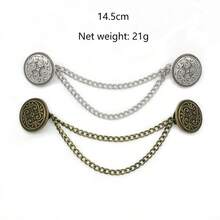 1件复古花朵链条开衫夹女士复古流苏扣斗篷衬衫领女式胸针别针饰品情人节、妈妈、母亲节礼物 - 復古銀色 - 查看 5