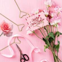 20pcs Metal Flower Bouquet Card Holders, Gold Heart Flower & Photo Clip Stands, Card Message Flower Bouquet Holders, Suitable For Weddings, Birthday Parties - Gold - View 4